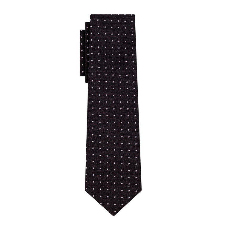 Krawat bawełniany ciemno brązowy w kropki EM (1)