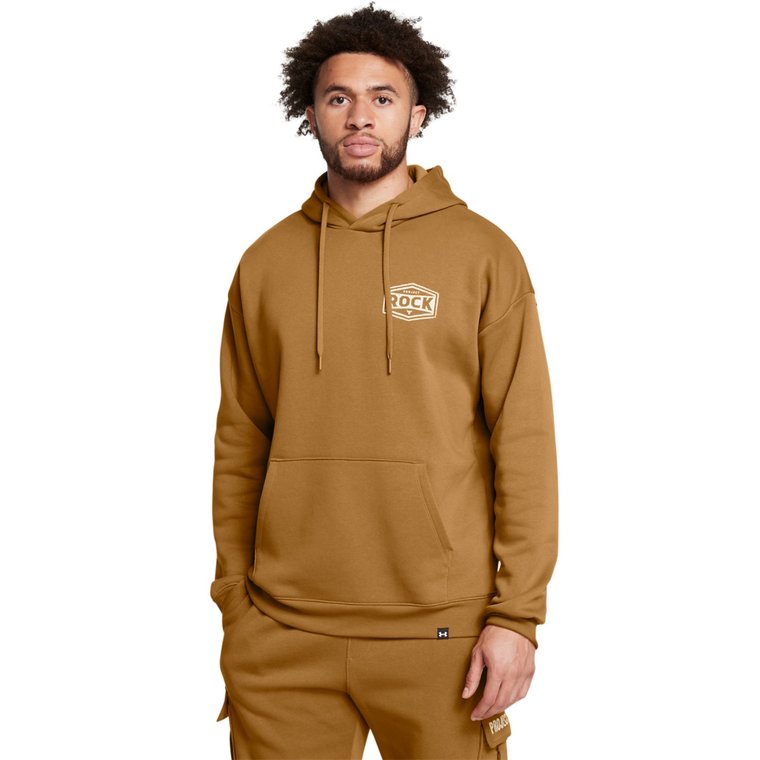 Męska bluza treningowa nierozpinana bez kaptura Under Armour Project Rock Icon Fleece Hoodie - brązowa