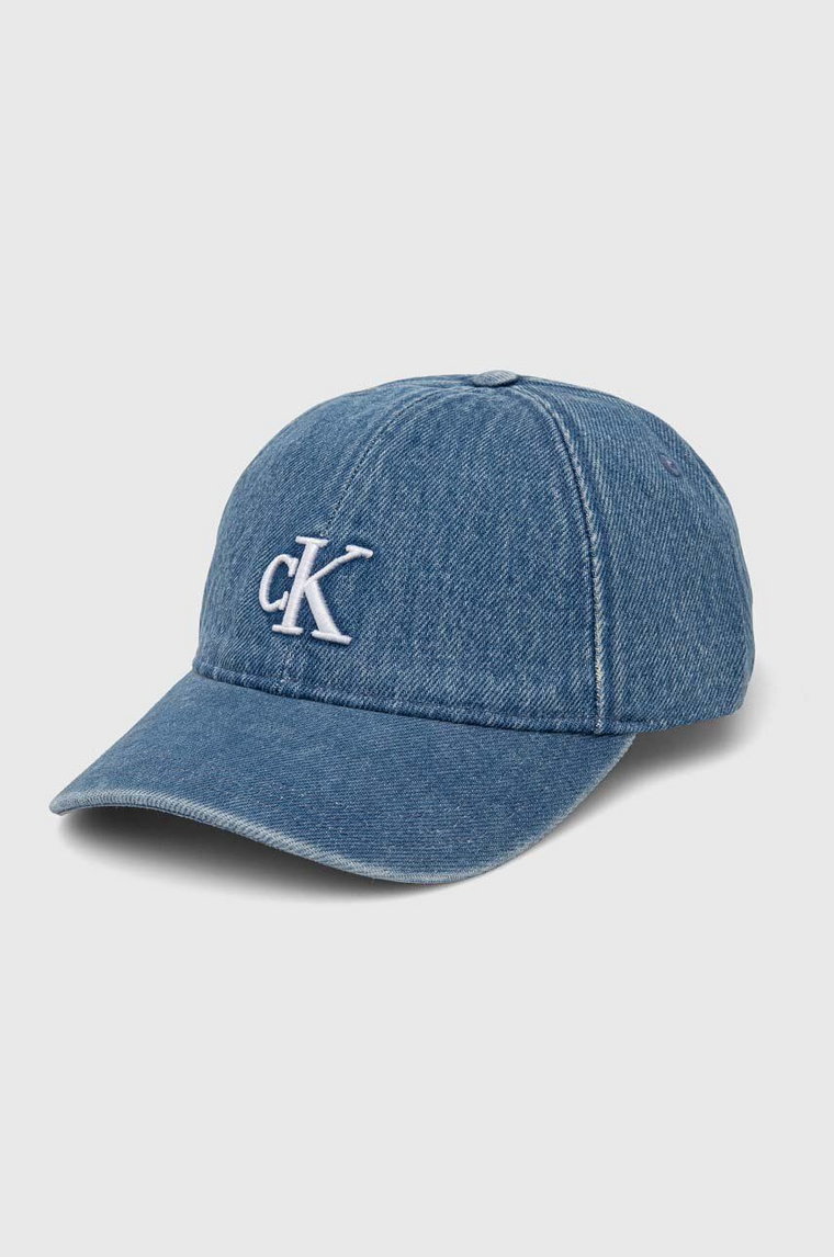 Calvin Klein Jeans czapka z daszkiem bawełniana kolor niebieski z aplikacją K60K612379
