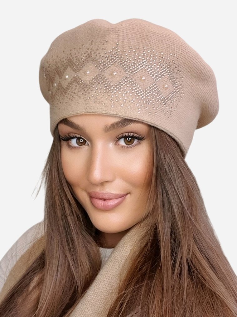 Beret damski Kamea K.22.045.57 One Size Brązowy (5903246759655). Berety