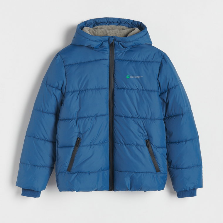 Reserved - Pikowana kurtka z ociepleniem - niebieski