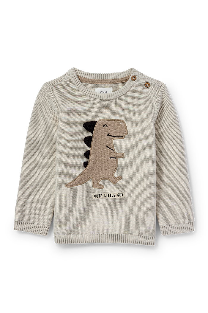 C&A Dinozaur-sweter niemowlęcy, Beżowy, Rozmiar: 86