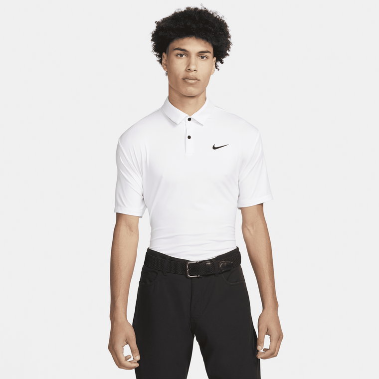 Męska koszulka polo do golfa w jednolitym kolorze Nike Dri-FIT Tour - Biel