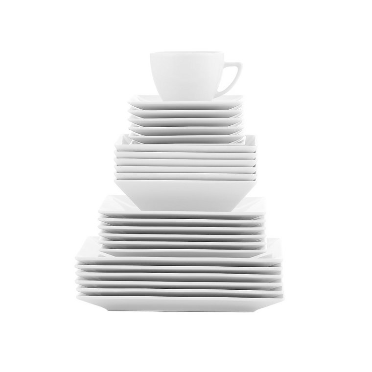 Zestaw obiadowo-kawowy z porcelany na 6 osób Lubiana Classic, 30 elementów, biały