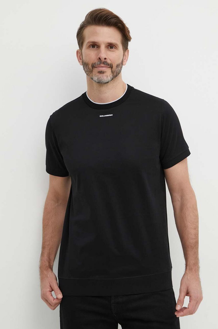 Karl Lagerfeld t-shirt bawełniany męski kolor czarny gładki 542200.755002