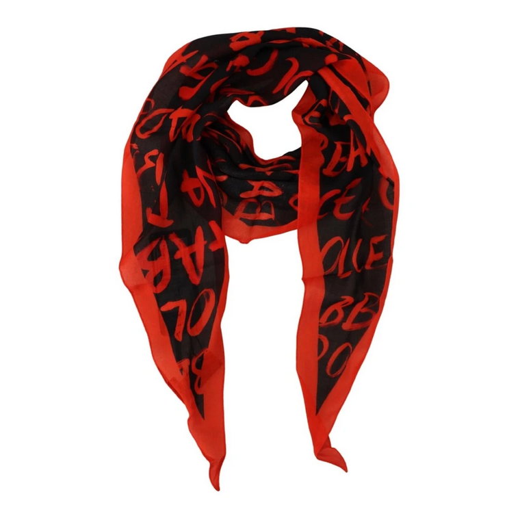 Męski Czerwono-Czarny Wzorzysty Szalik Wrap Dolce & Gabbana
