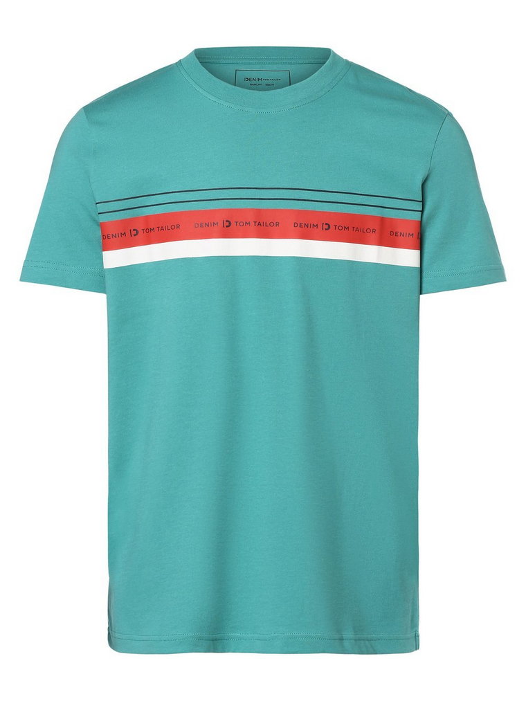 Tom Tailor Denim - T-shirt męski, niebieski|zielony