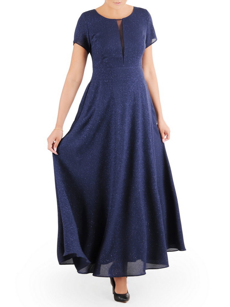 Elegancka sukienka maksi z ozdobnie wyciętym dekoltem 37106