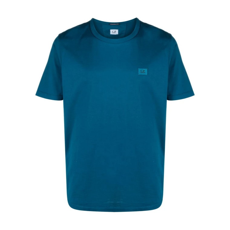 Niebieska Koszulka z Logo z Bawełny C.p. Company