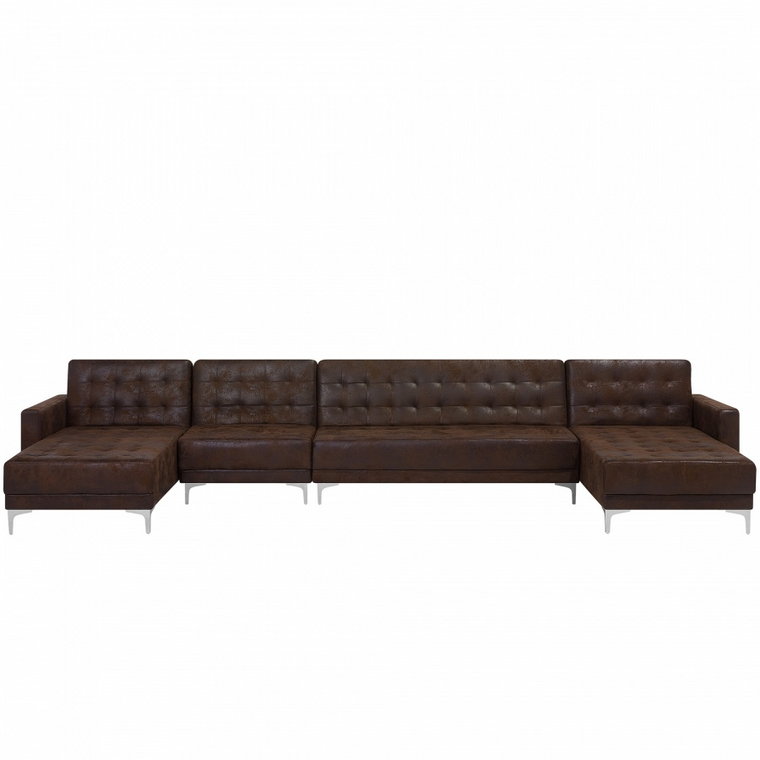 Sofa rozkładana XXL imitacja skóry Old Style brąz ABERDEEN kod: 4260624115993