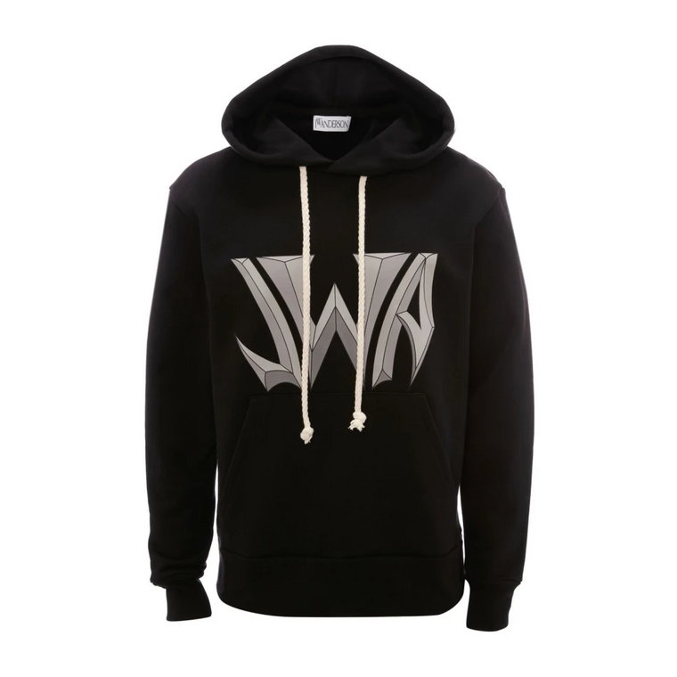 Czarny Bluza z Kapturem z Logo JW Anderson