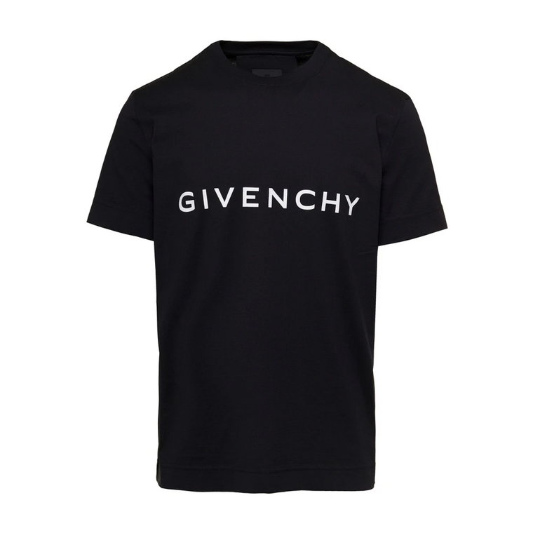 Czarna Koszulka Crewneck z Nadrukiem Liter Givenchy