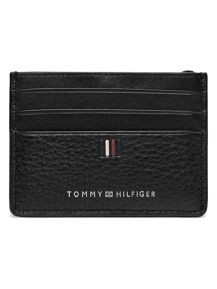 Tommy Hilfiger Skórzane etui w kolorze czarnym na karty - 10 x 7,5 x 0,50 cm