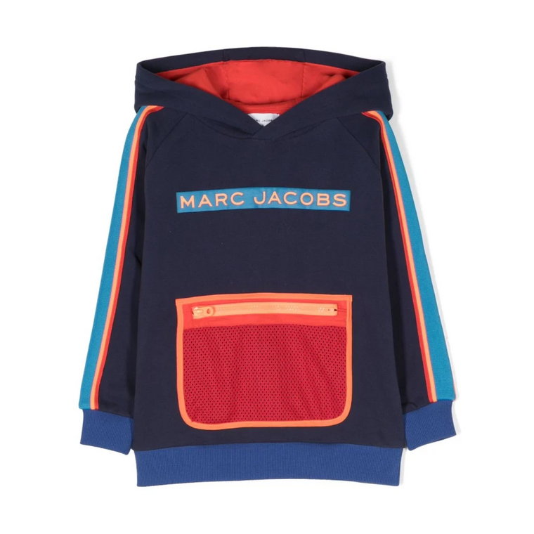 Niebieskie Swetry z Nadrukiem Logo i Szczegółami z Siatki Marc Jacobs