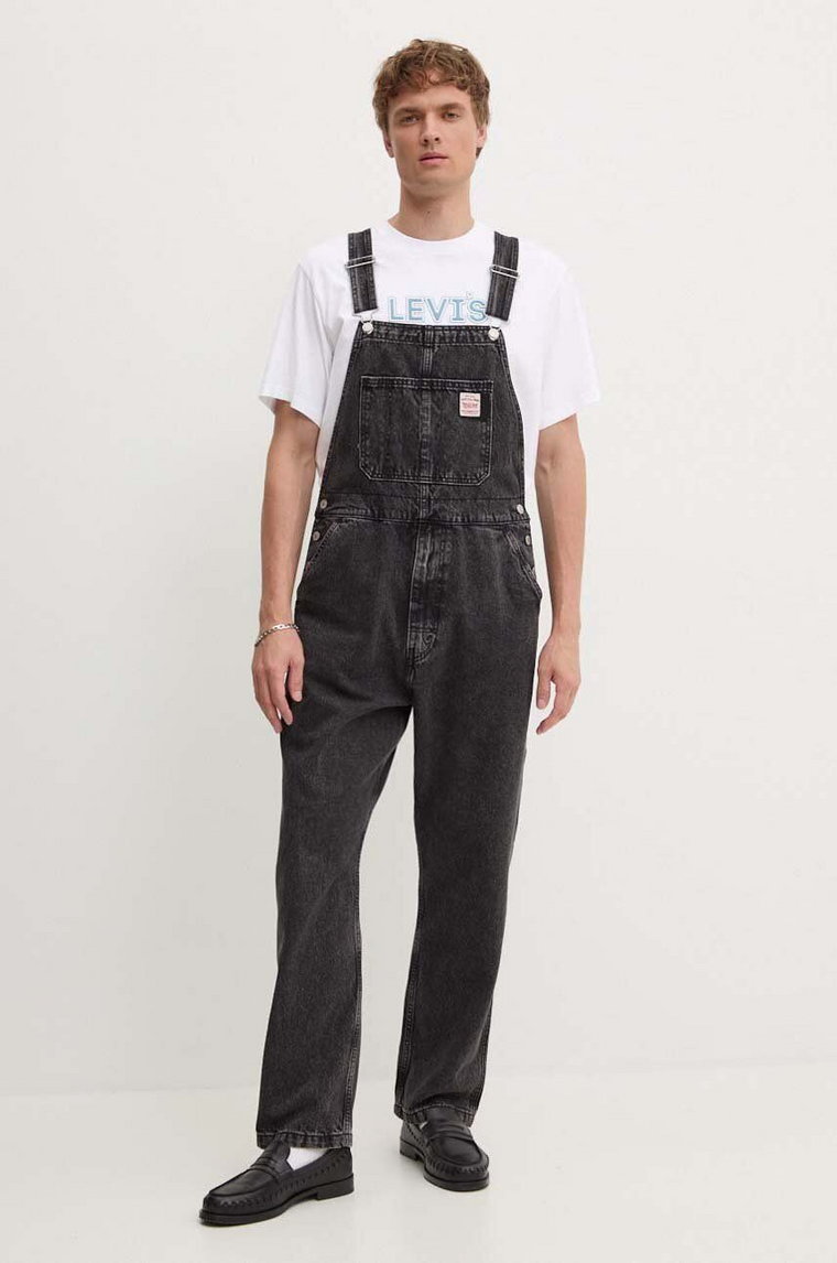 Levi's ogrodniczki jeansowe kolor czarny RT OVERALL