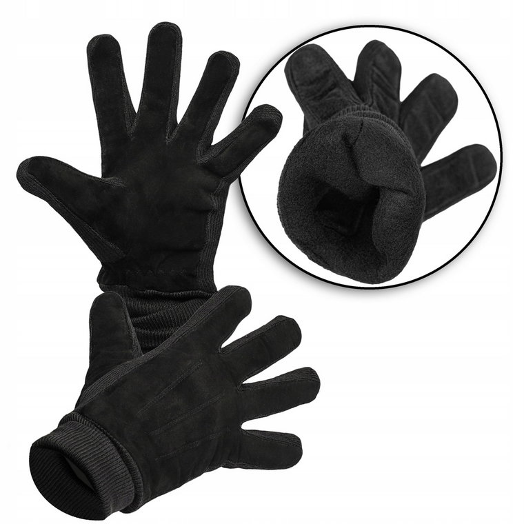 Rękawiczki skórzane męskie zimowe ocieplane Ircha