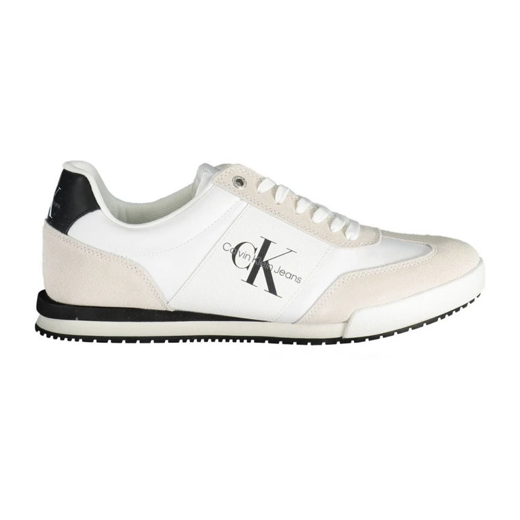 Biały Poliestrowy Sneaker z Kontrastującymi Szczegółami Calvin Klein
