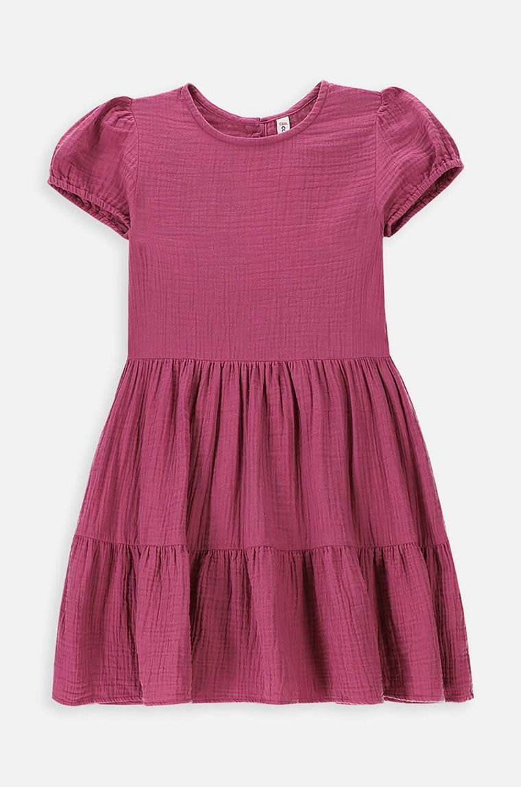 Coccodrillo sukienka bawełniana dziecięca kolor fioletowy mini rozkloszowana