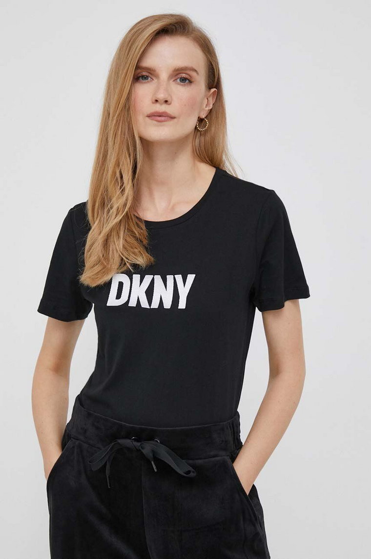 Dkny t-shirt bawełniany kolor czarny W3276CNA