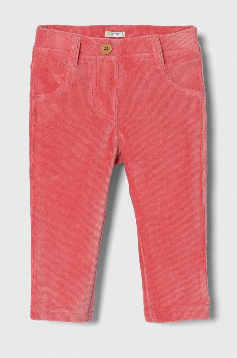 United Colors of Benetton spodnie kolor różowy gładkie