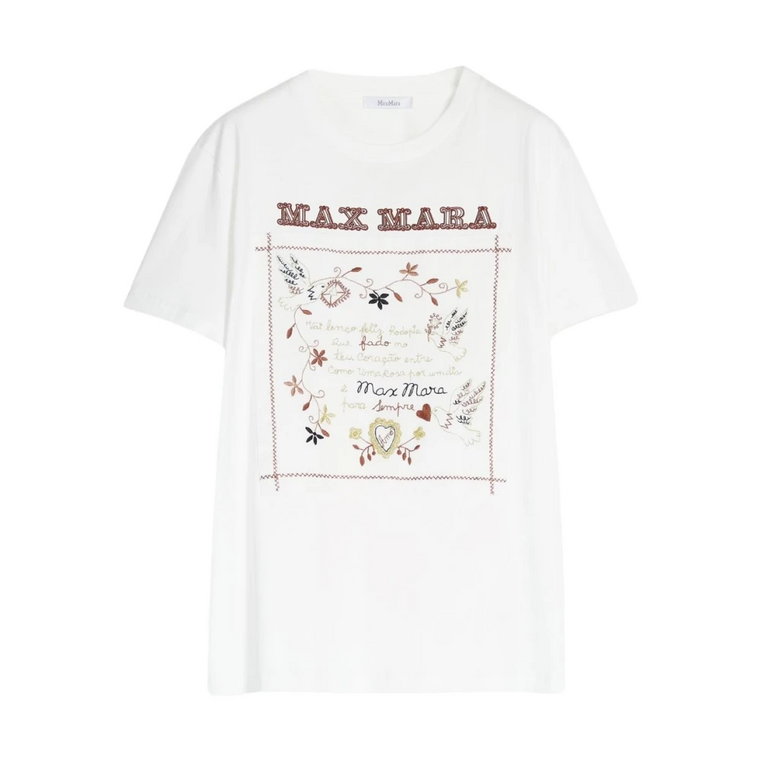 Bawełniany T-shirt z krótkim rękawem i logo Max Mara