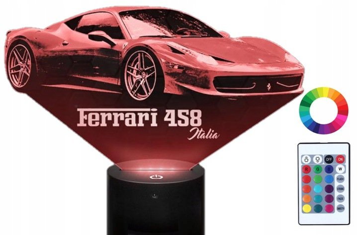 Lampka Nocna Z Imieniem Auto Ferrari 3D Led Grawer