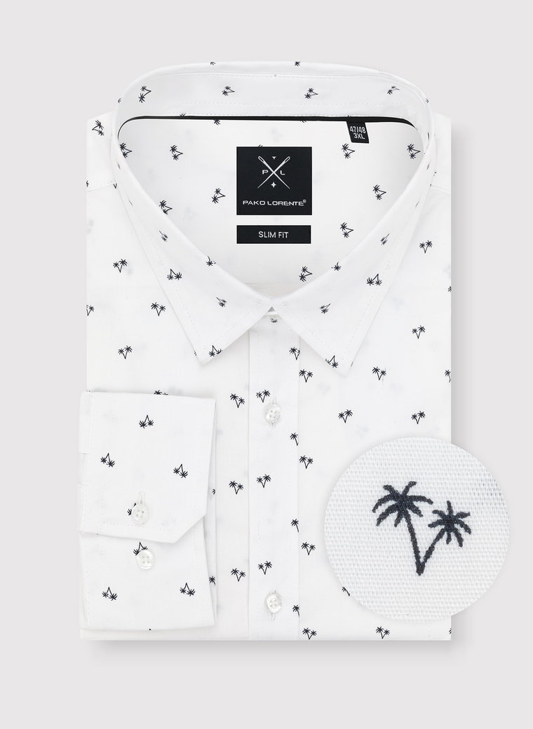 Biała koszula w palmy