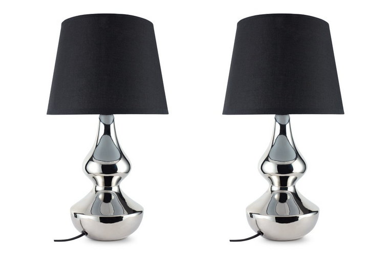 Czarna lampa stołowa w stylu glamour 2szt. RILA