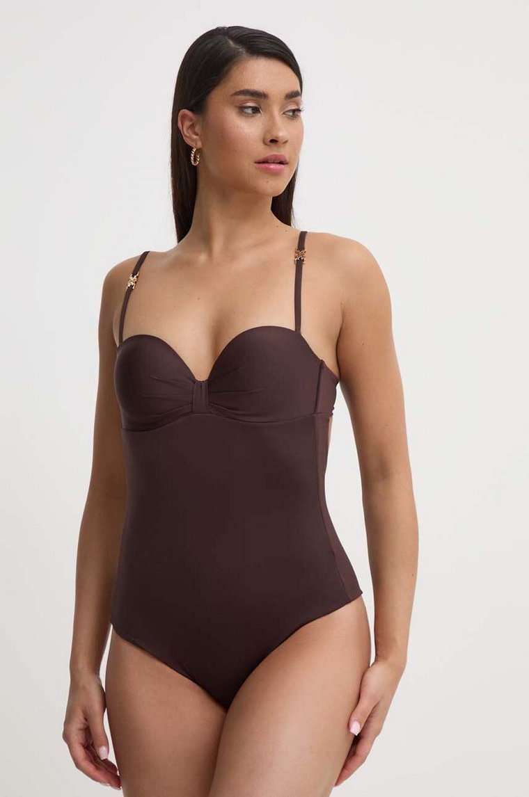 Max Mara Beachwear jednoczęściowy strój kąpielowy kolor brązowy 2416831019600