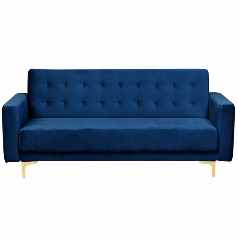 Sofa rozkładana welurowa niebieska ABERDEEN kod: 4251682202879