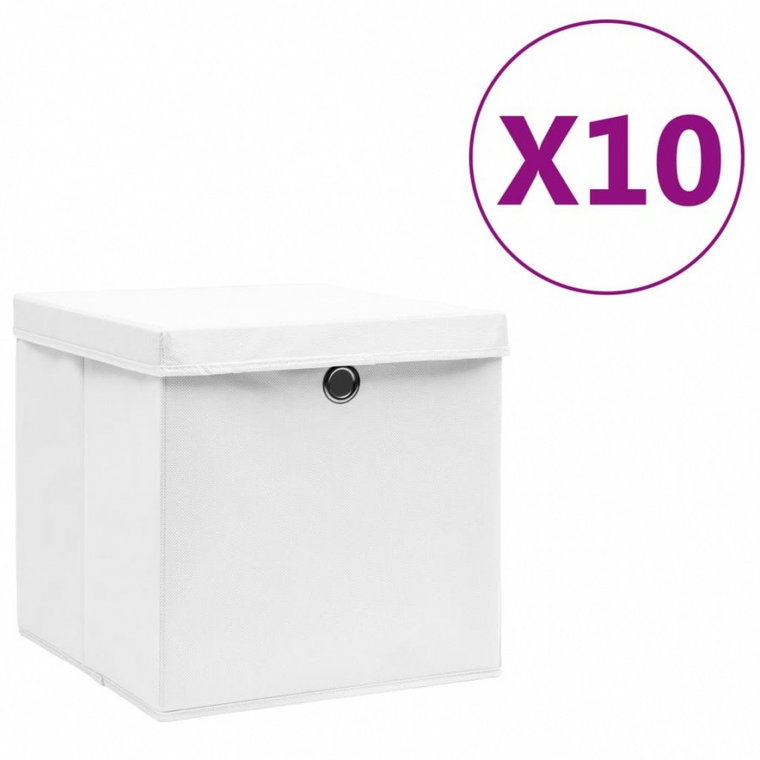 Pudełka z pokrywami, 10 szt., 28x28x28 cm, białe kod: V-325210