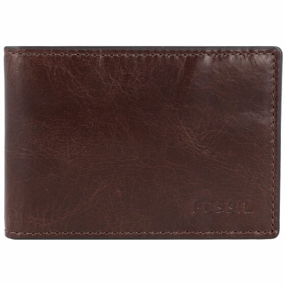 Fossil Derrick Wallet Leather 10 cm Money Clip braun