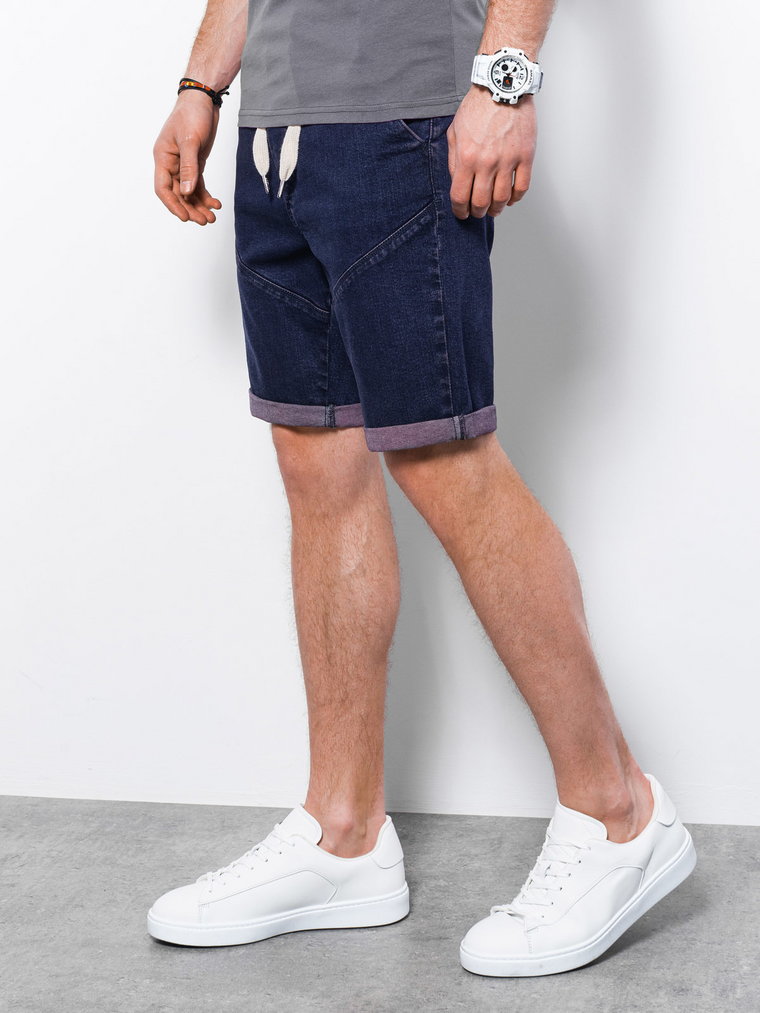 Krótkie spodenki męskie jeansowe - fioletowy V5 W361