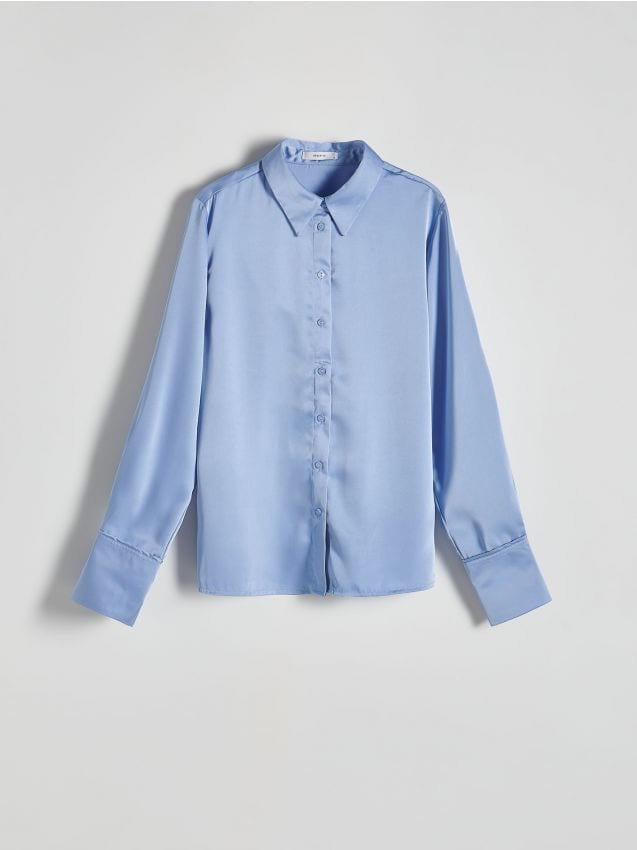 Reserved - Satynowa koszula - jasnoniebieski