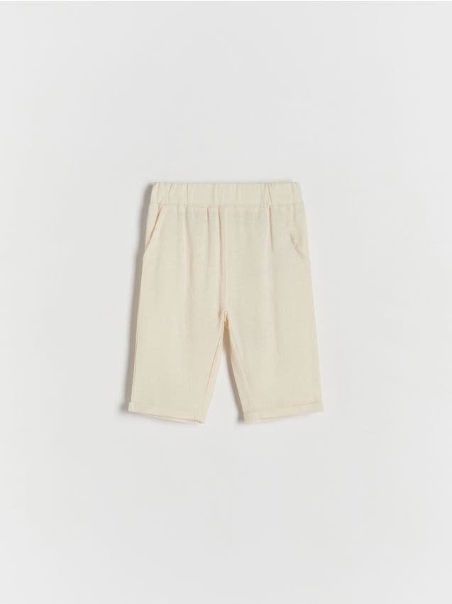 Reserved - Tkaninowe spodnie z lnem - złamana biel