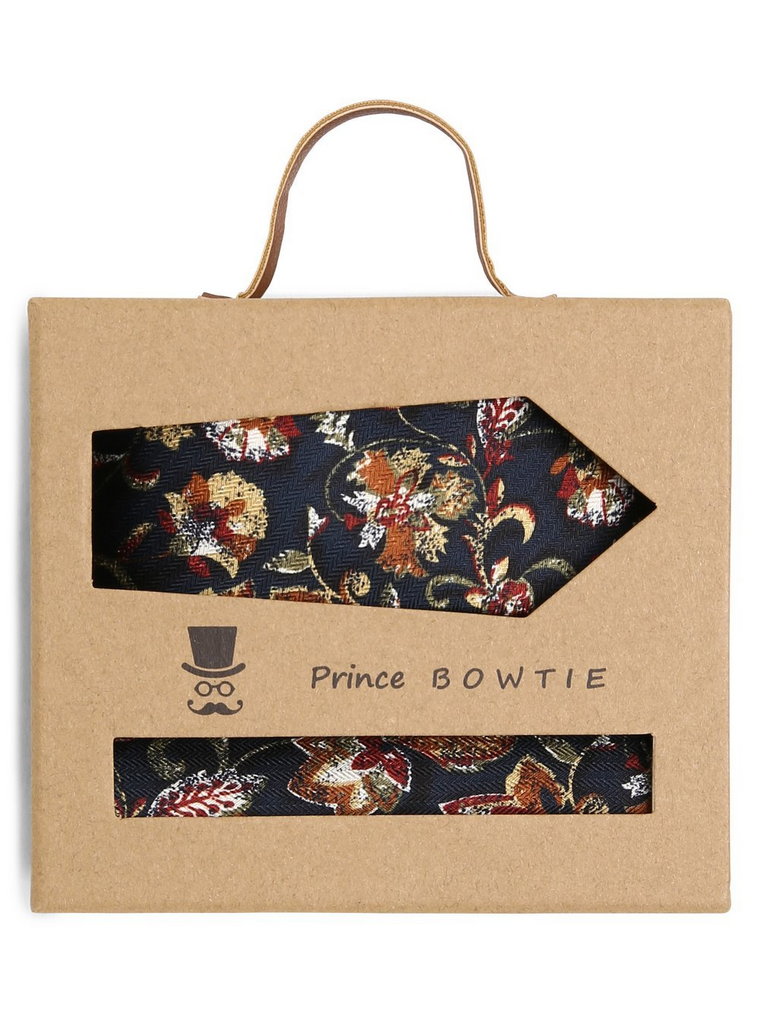 Prince BOWTIE - Krawat męski i poszetka z jedwabiu, niebieski