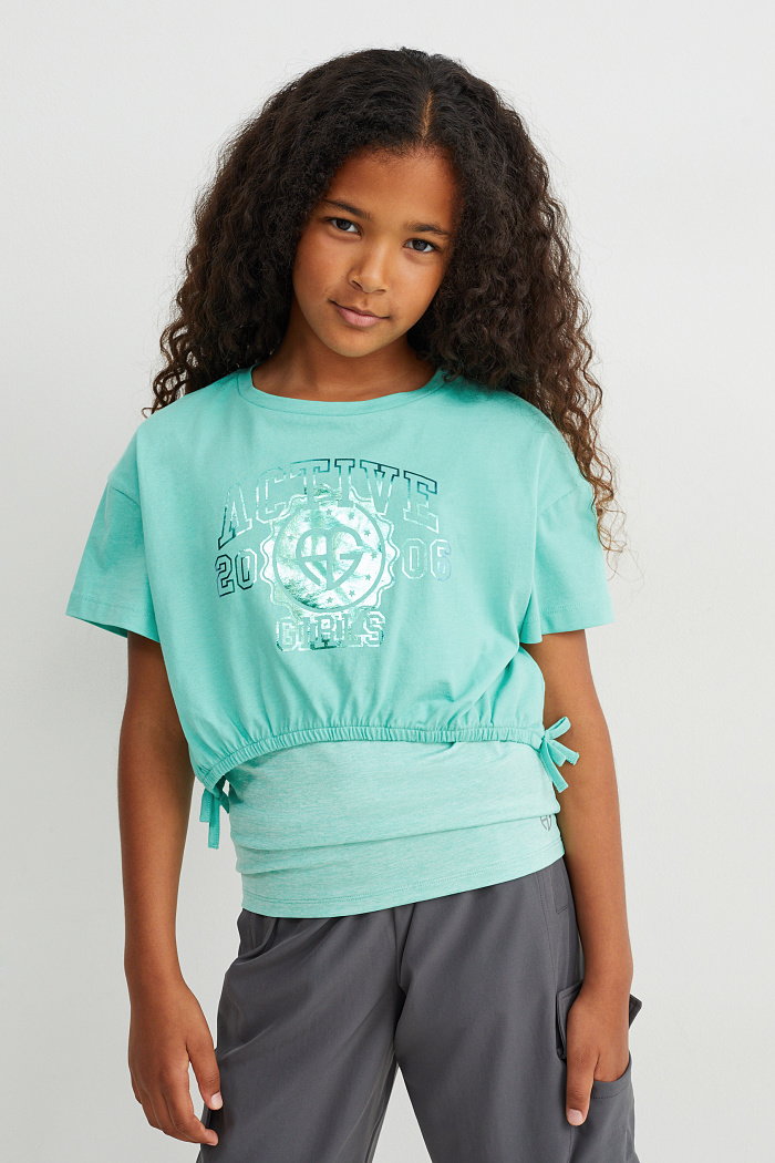 C&A Komplet-funkcyjny top i krótka koszulka z krótkim rękawem-2 części, Zielony, Rozmiar: 164