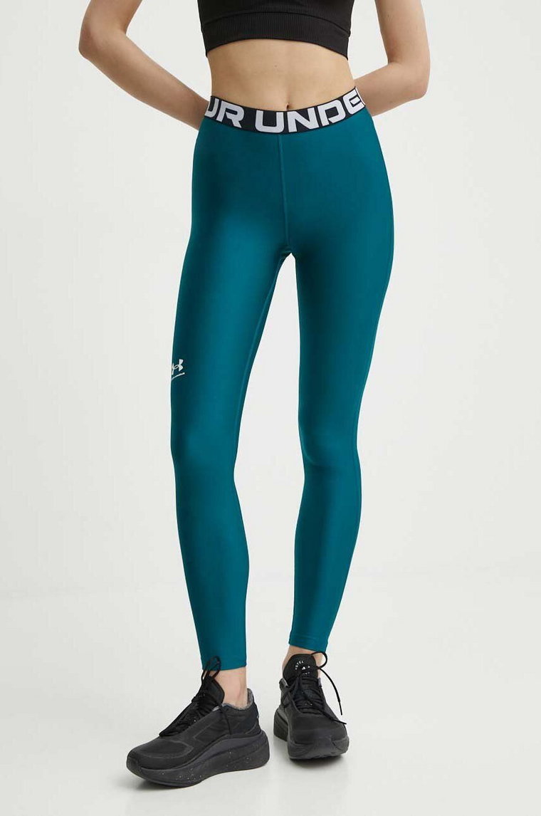 Under Armour legginsy treningowe HG Authentics kolor zielony z nadrukiem