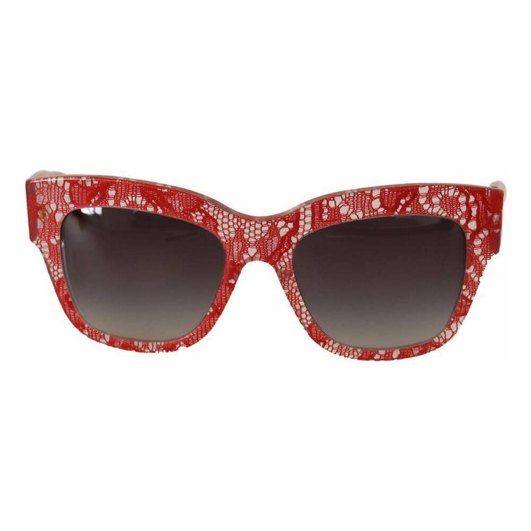 DG Red Lace Acetatrectangle zacienia słońce Dolce & Gabbana