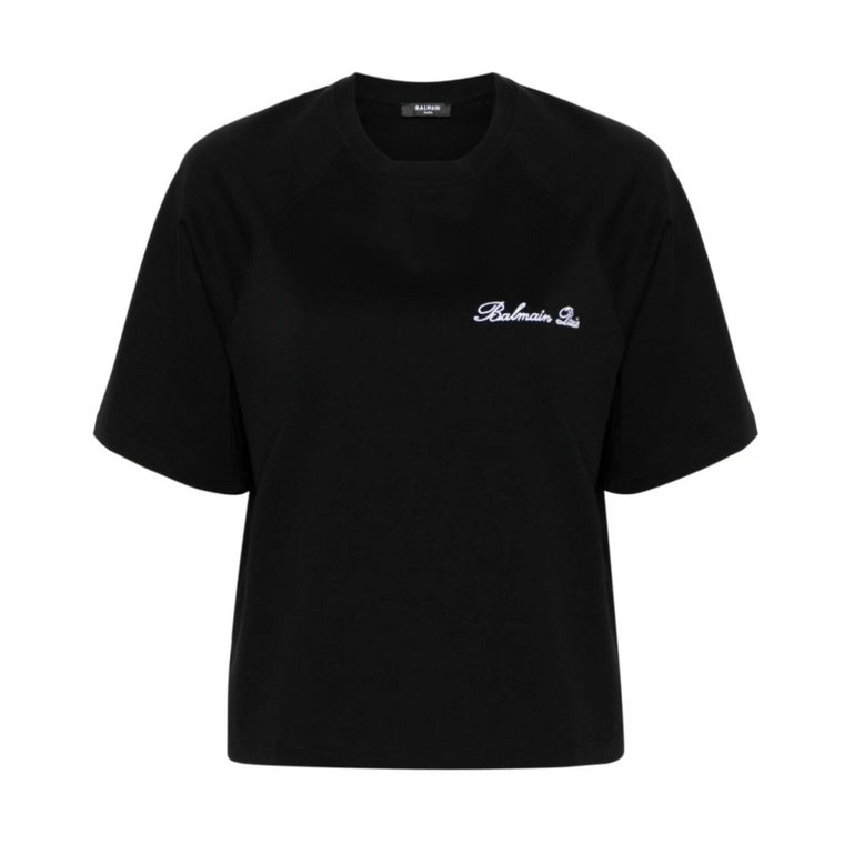 Signature Bulky T-Shirt Czarno-Biały Damski Balmain