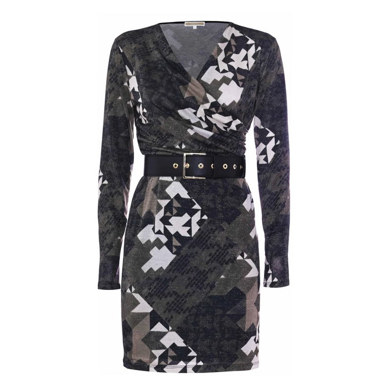 Camouflage Sukienka w Stylu Oplątanej Talii Kocca