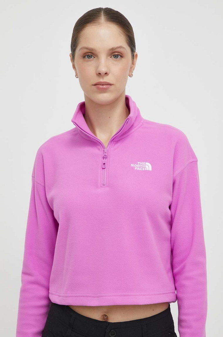 The North Face bluza sportowa 100 Glacier Cropped kolor fioletowy gładka NF0A855NQIX1