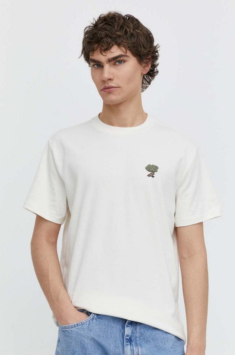 Hollister Co. t-shirt męski kolor beżowy z aplikacją
