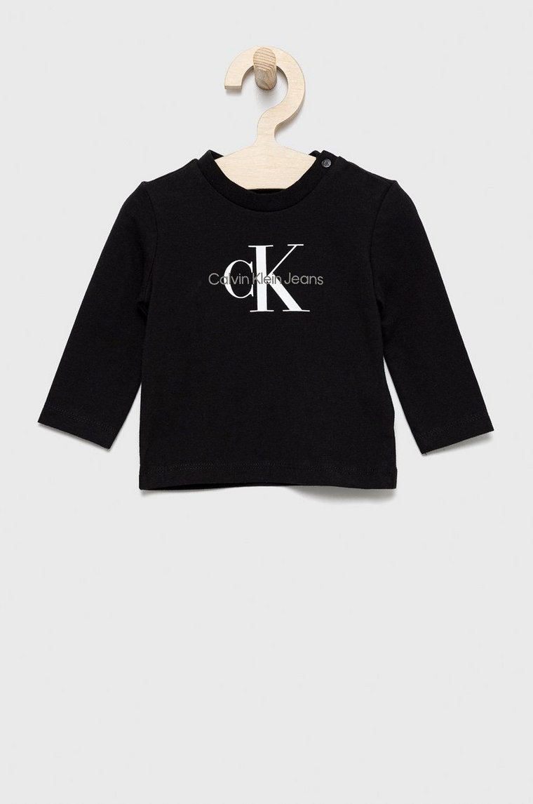 Calvin Klein Jeans longsleeve dziecięcy IN0IN00005.9BYY kolor czarny z nadrukiem