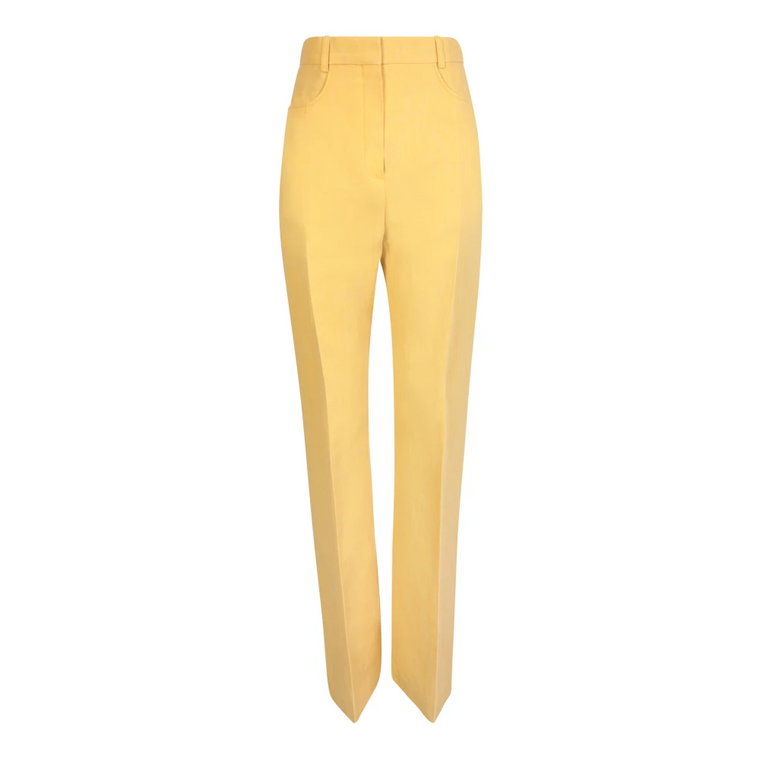Żółte Spodnie o Wysokim Stanie i Szerokich Nogawkach z Lnu Jacquemus