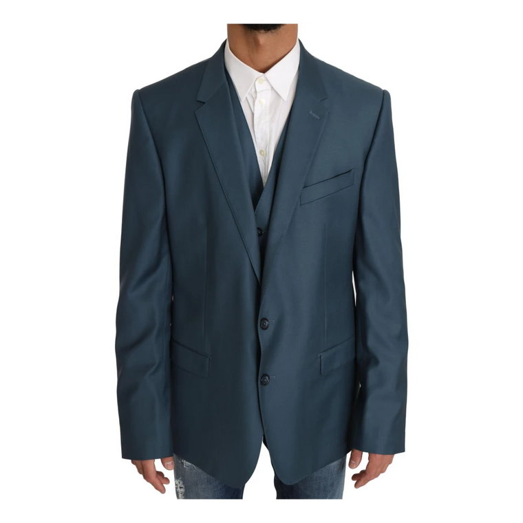 Blazer Vest 2 Piece Blue Martini Wool Dolce & Gabbana