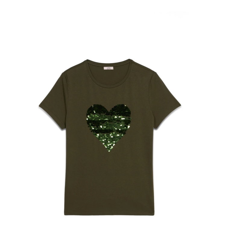 T-shirt z cekinowym sercem Oltre