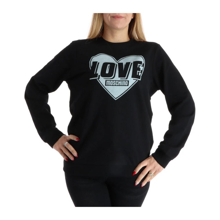 Wygodny Czarny Hoodie dla Kobiet Love Moschino