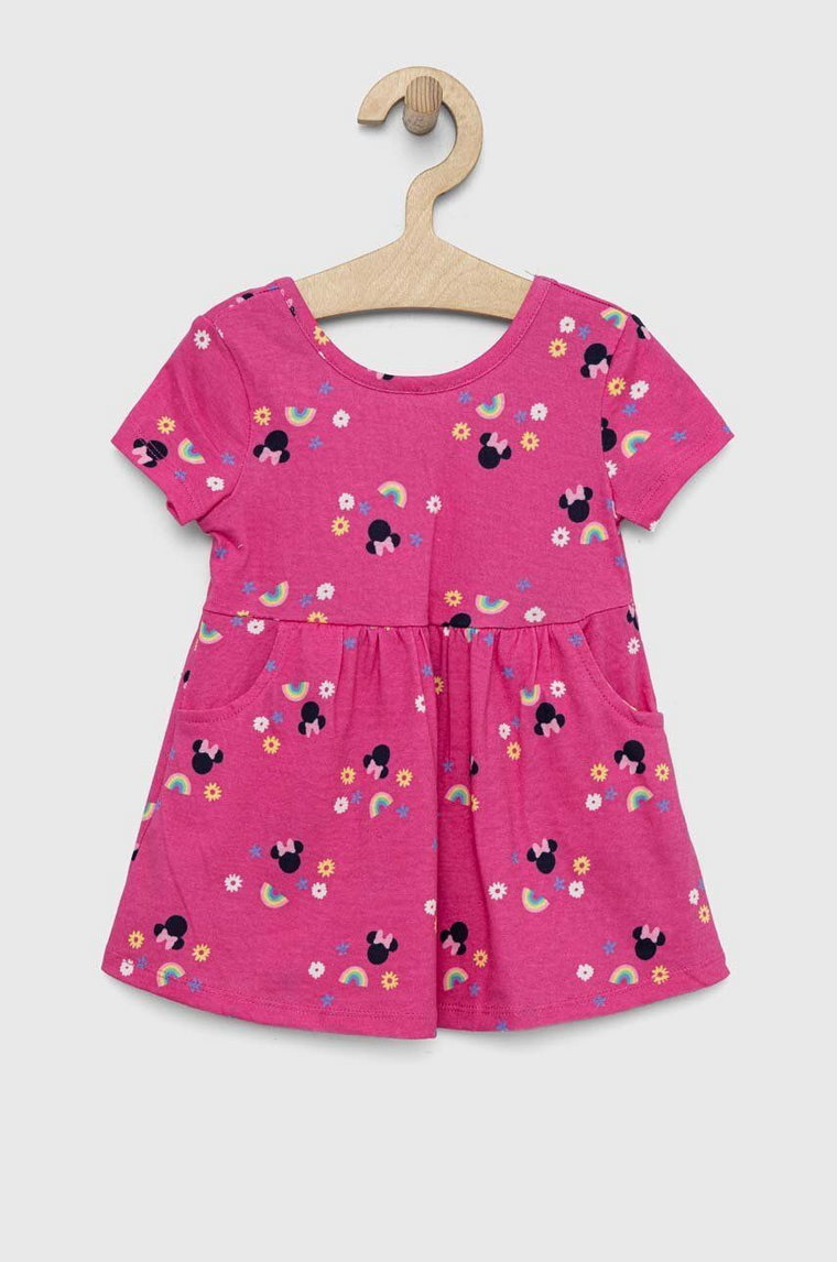 GAP sukienka bawełniana dziecięca x Disney kolor różowy mini rozkloszowana