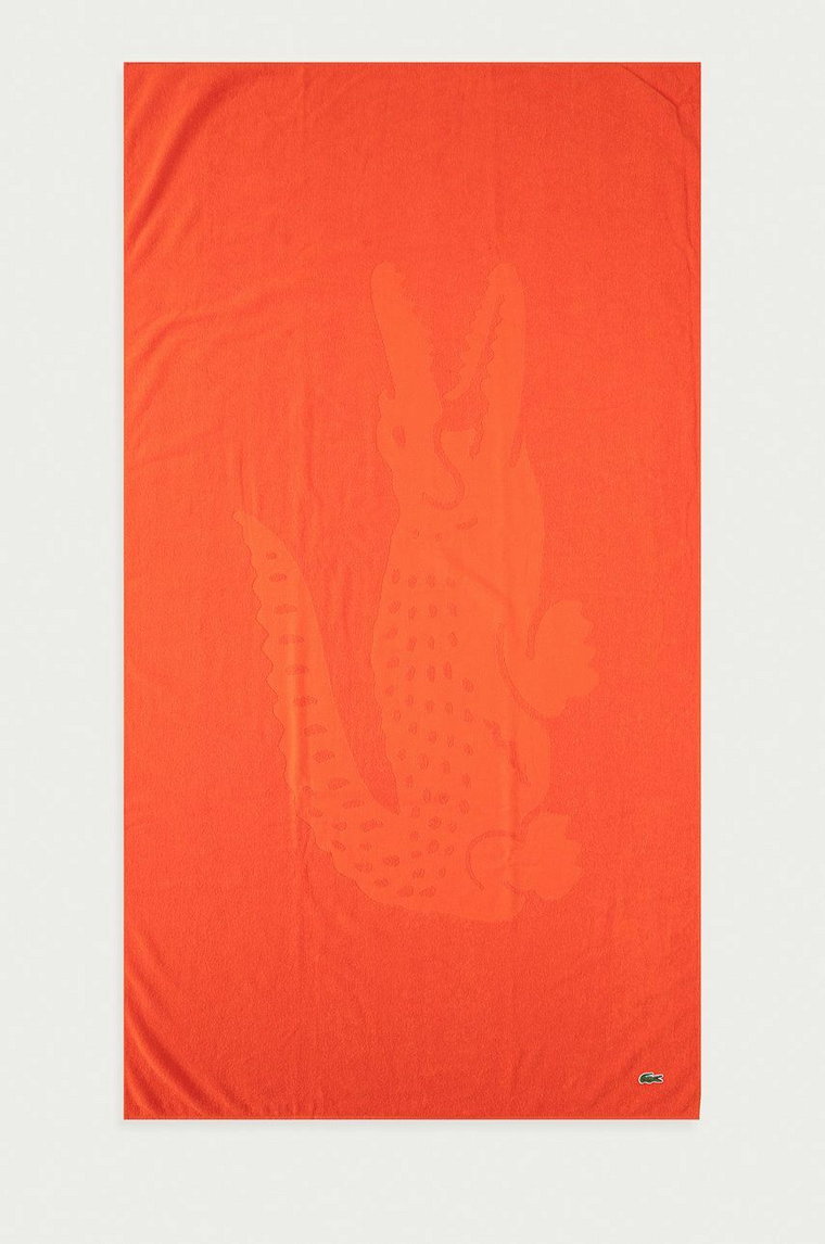 Lacoste ręcznik bawełniany kolor pomarańczowy